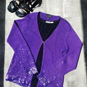 Purple metallic and sequin sweater