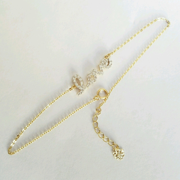 Dainty 14k yellow White Gold heart love Bracelet - Picture 3 of 8