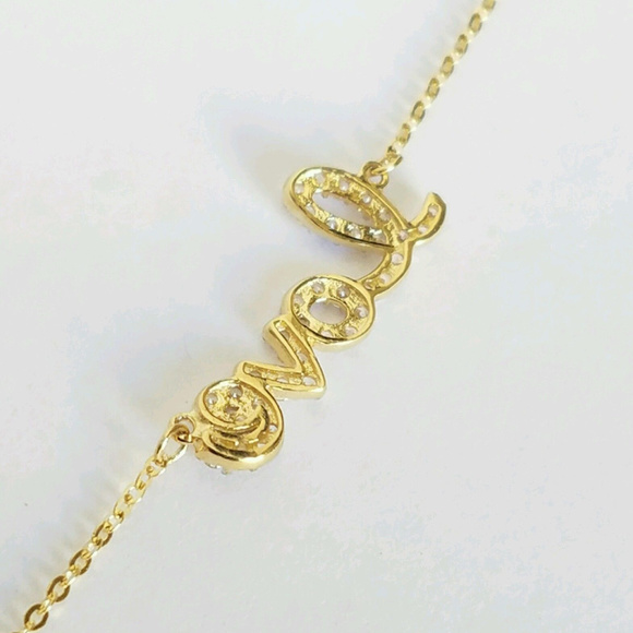 Dainty 14k yellow White Gold heart love Bracelet - Picture 6 of 8