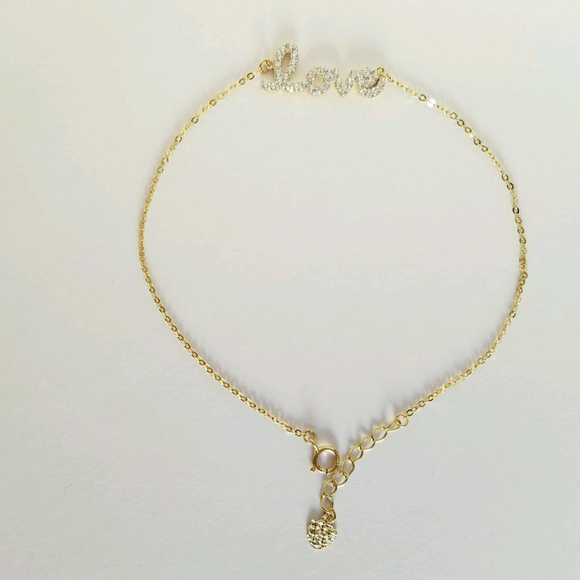 Dainty 14k yellow White Gold heart love Bracelet - Picture 2 of 8