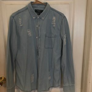 Woven shirt fit light denim jacket