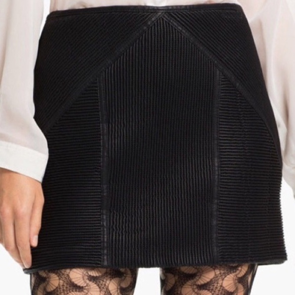 Free People Ribbed Leather Mini Skirt