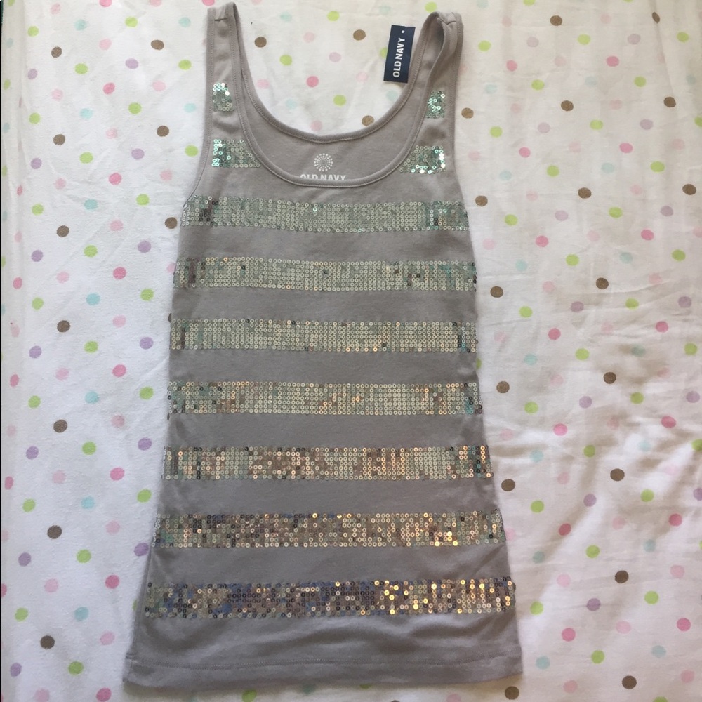 Gray Sparkled Striped Tank Top (old navy)