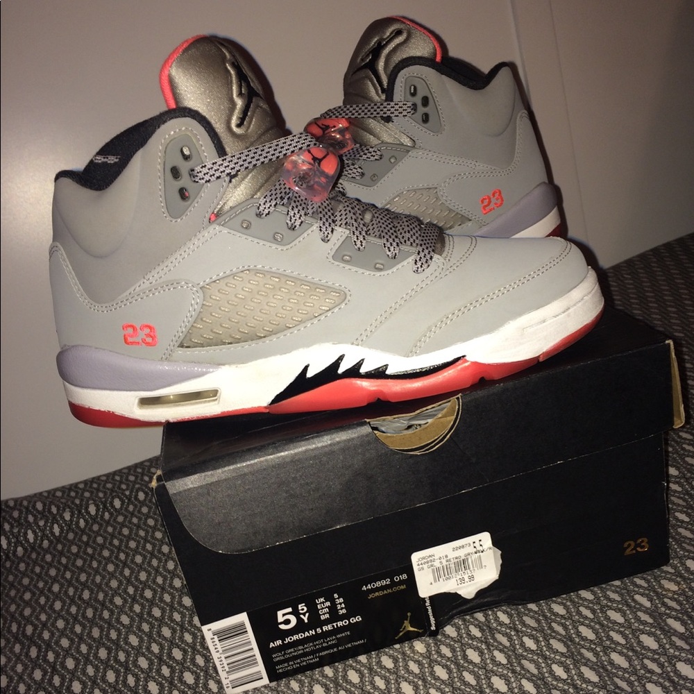 Here's some retro jordan 5s, worn a few times