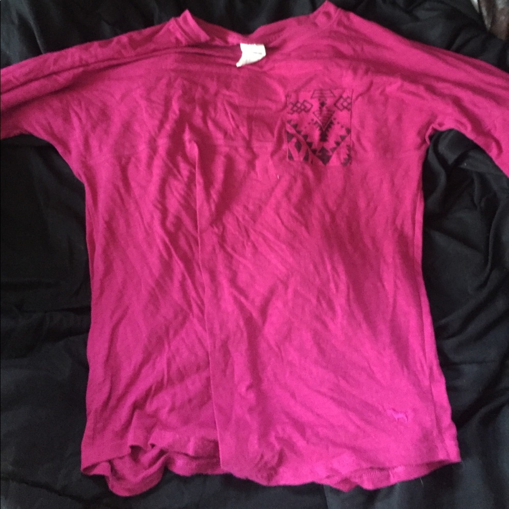victoria's secret pink long sleeve pocket tee