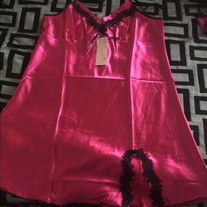 Rose red satin chemise