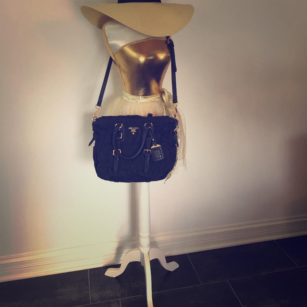 Gently Used Prada Nylon Tessuto Gaufre Ruched Bag
