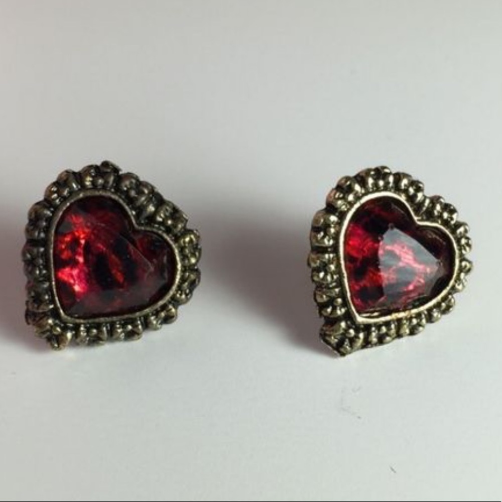 Red heart earrings