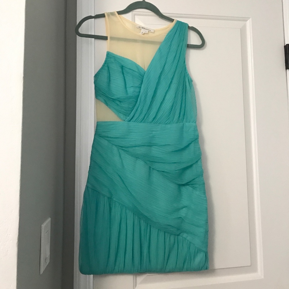 Baby blue and tan mesh dress