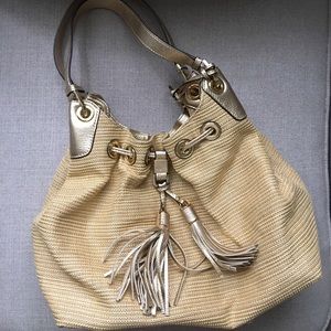 Michael Kors gold canvas bag