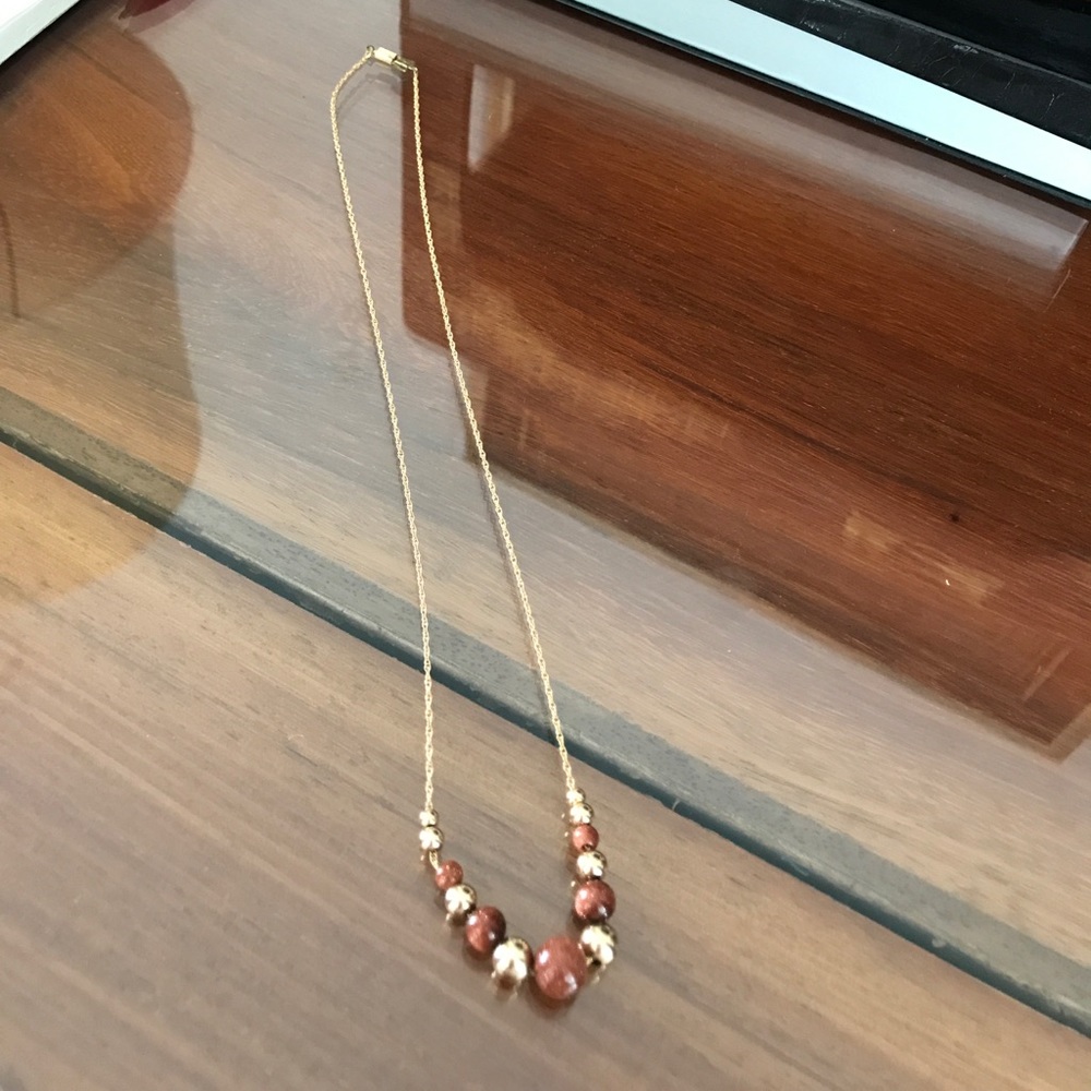 14k gold and bronze necklace