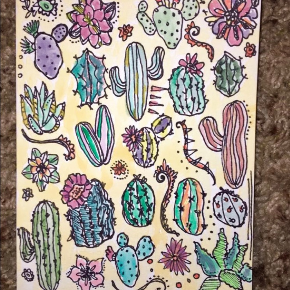 Handmade Cactus Postcard