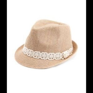 Burlap Fedora with Lace