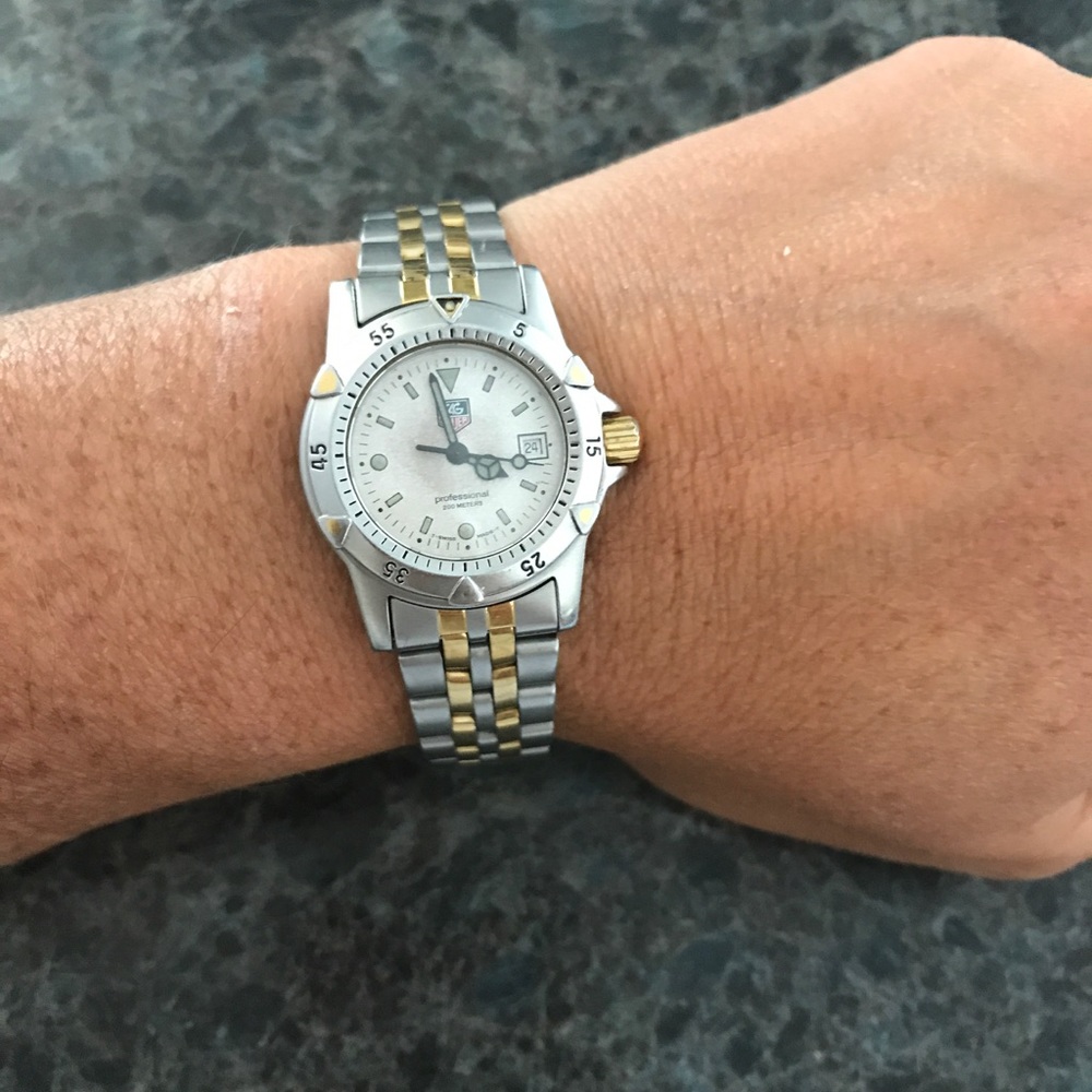 *new battery* tag heuer women's two tone watch