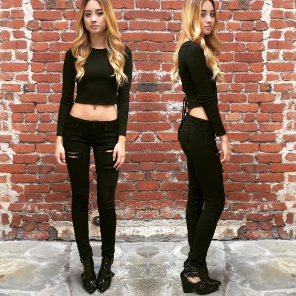 Eunina Black Distressed Skinny Jeans