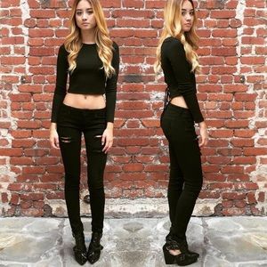 Eunina Black Distressed Skinny Jeans