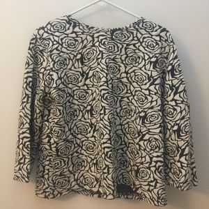 Black and White Rose Printed Top