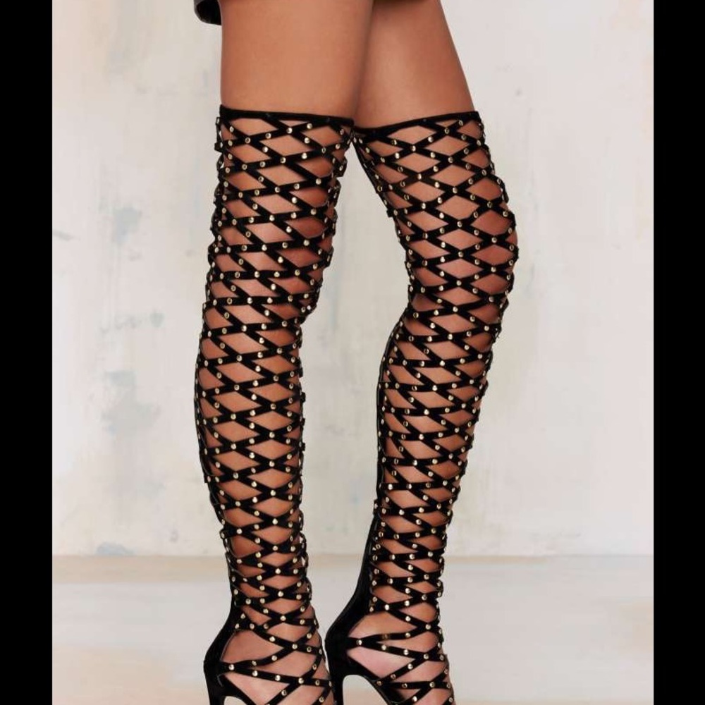 Jefferey Campbell Over-the-knee opened toe boots. - Picture 3 of 3