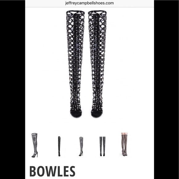 Jeffrey Campbell Shoes - Jefferey Campbell Over-the-knee opened toe boots.