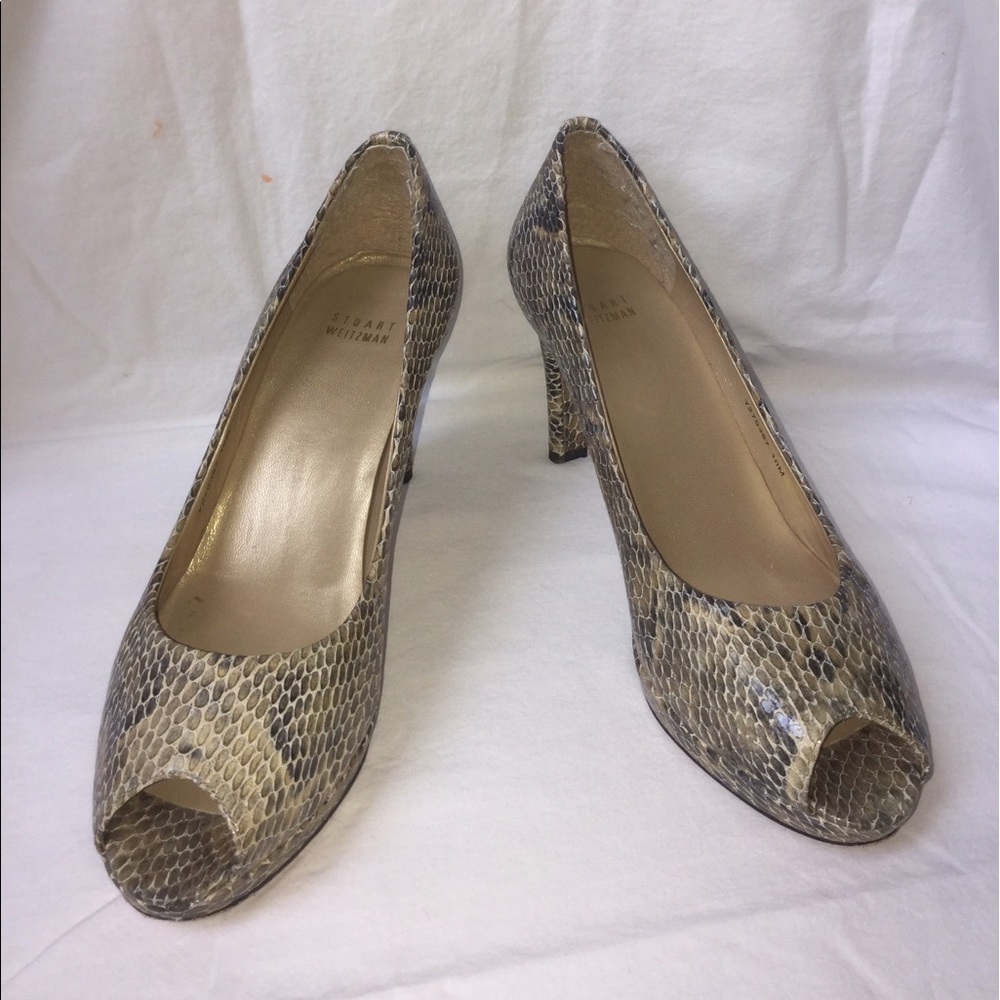Stuart Weitzman Snakeskin "Logoplainfield" Heels