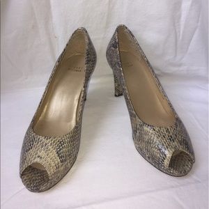 Stuart Weitzman Snakeskin "Logoplainfield" Heels