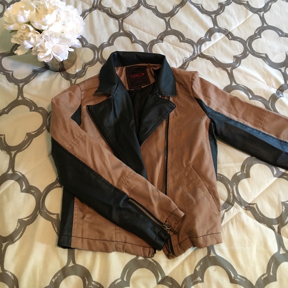 Leather detail jacket