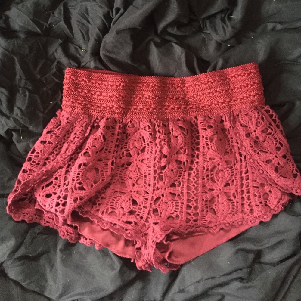 NEVER WORN red crochet shorts