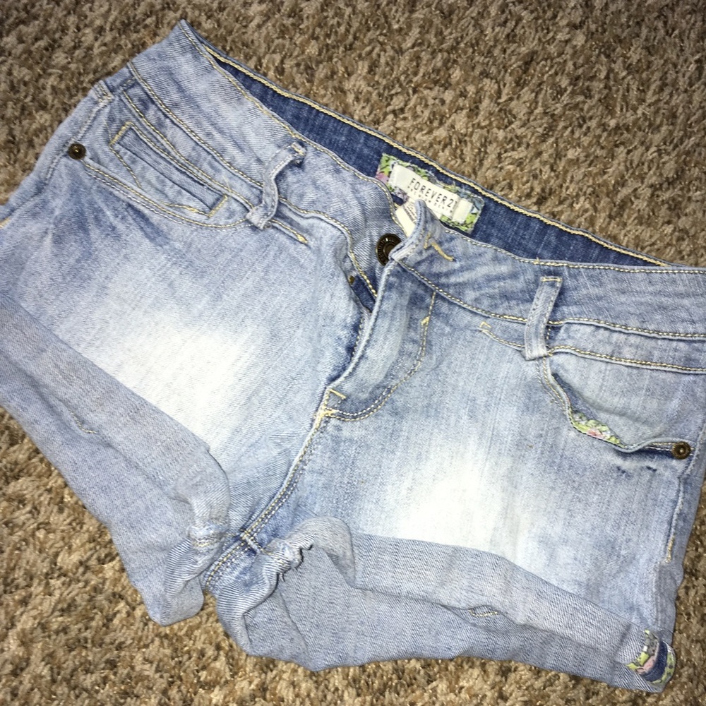 Forever 21 Denim shorts with floral detailing!