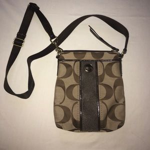 Coach Brown Cross body Bag with Multiple Pockets