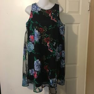 Little Black Shift Dress w/Embroidered Overlay