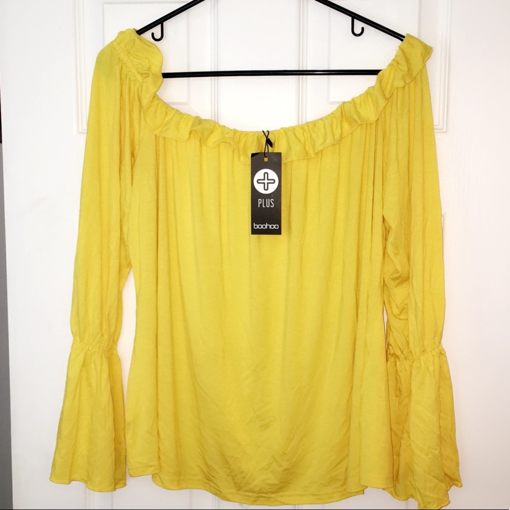 Plus size, flowy off the shoulder top.
