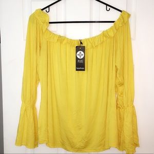 Plus size, flowy off the shoulder top.