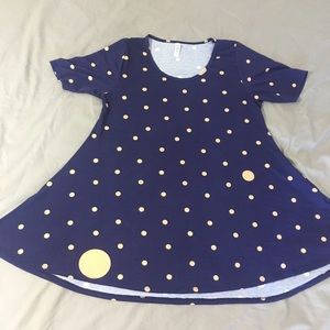 Perfect T small Lularoe Navy and tan polka dots!