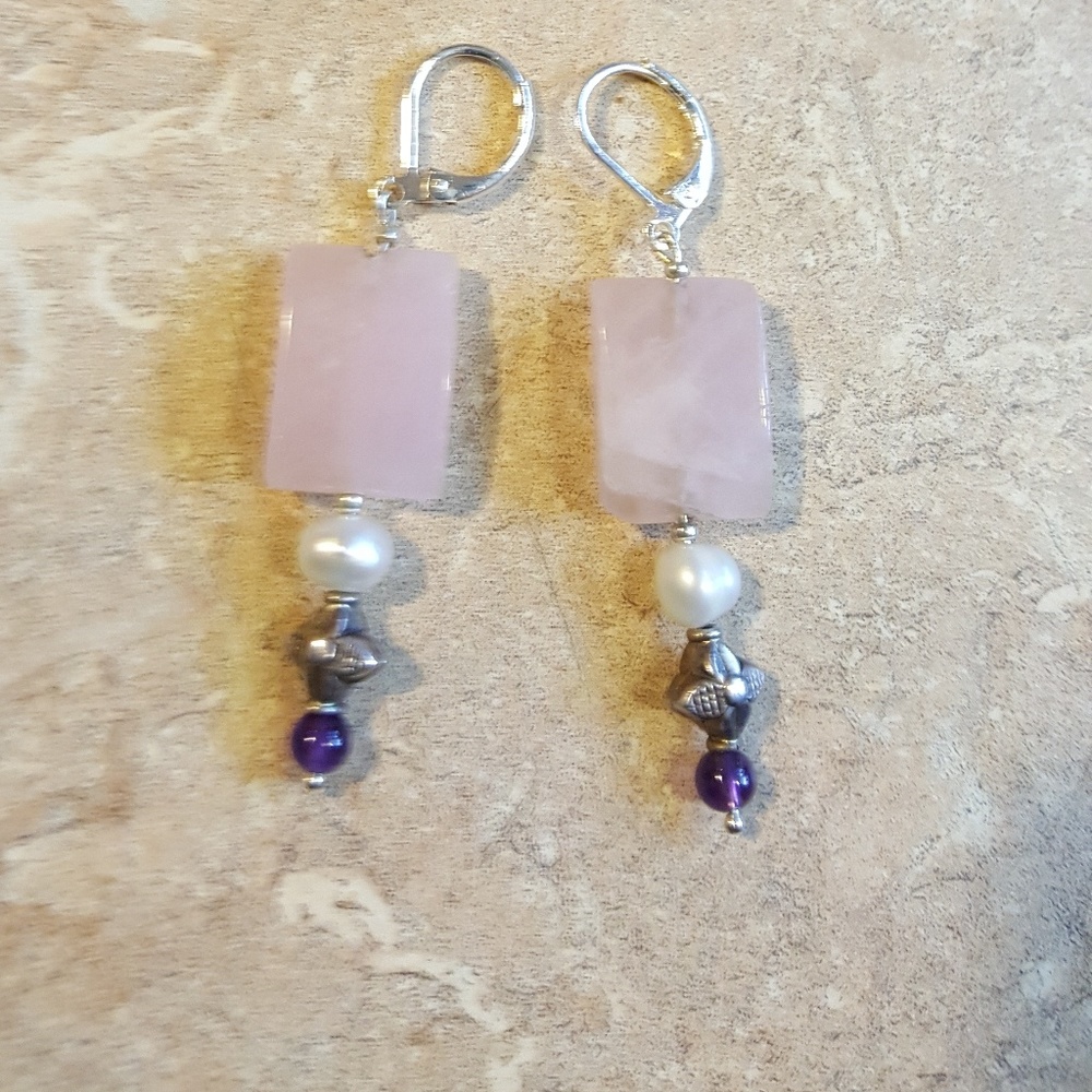 SOLD! Genuine Rose Quartz Earrings