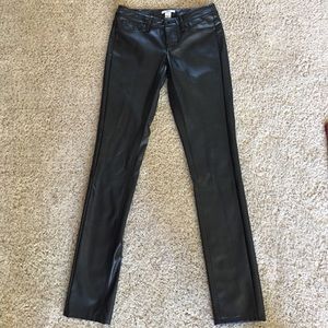 Black faux leather pants
