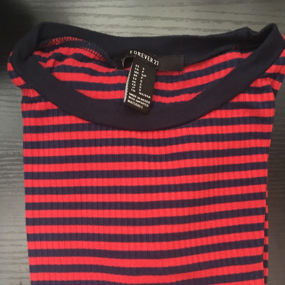 Forever 21 Blue and red striped crop top