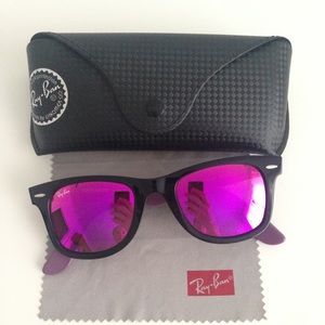 NEW🌞 Ray-Ban Wayfarer Pink Purple Mirror Lenses