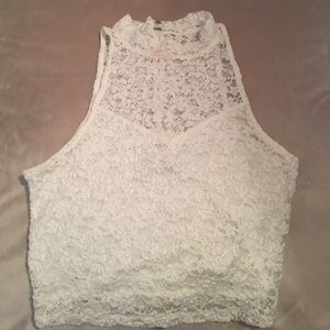 White lace crop top