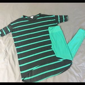 Stripped Irma and OS leggings Lularoe set