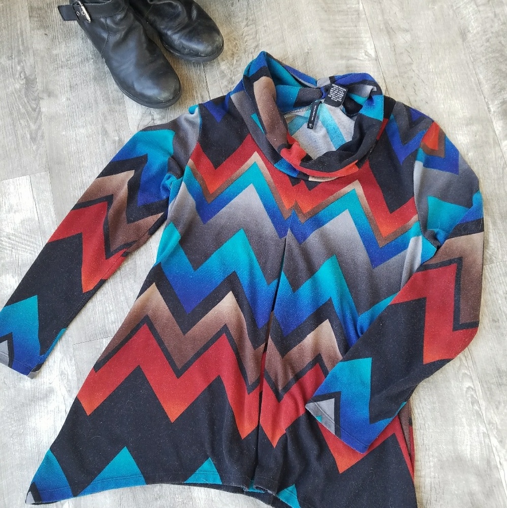 Tunic cowl neck sweater