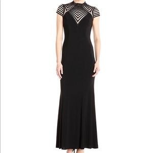 Betsy Adam Long Lace Black Dress