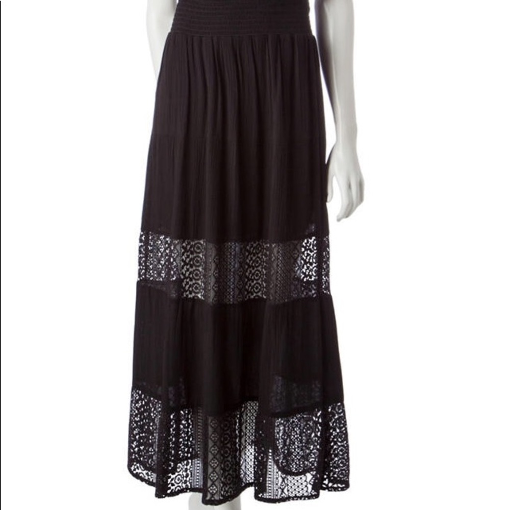 Black crocheted maxi skirt
