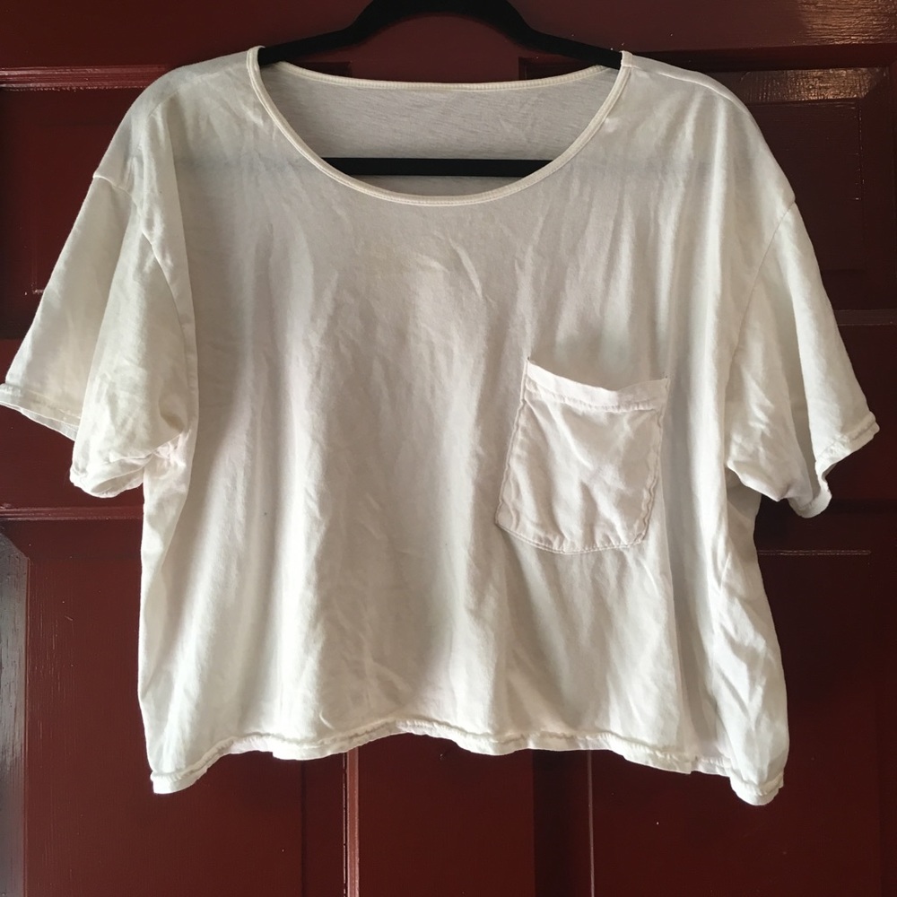 American apparel plain white T crop top