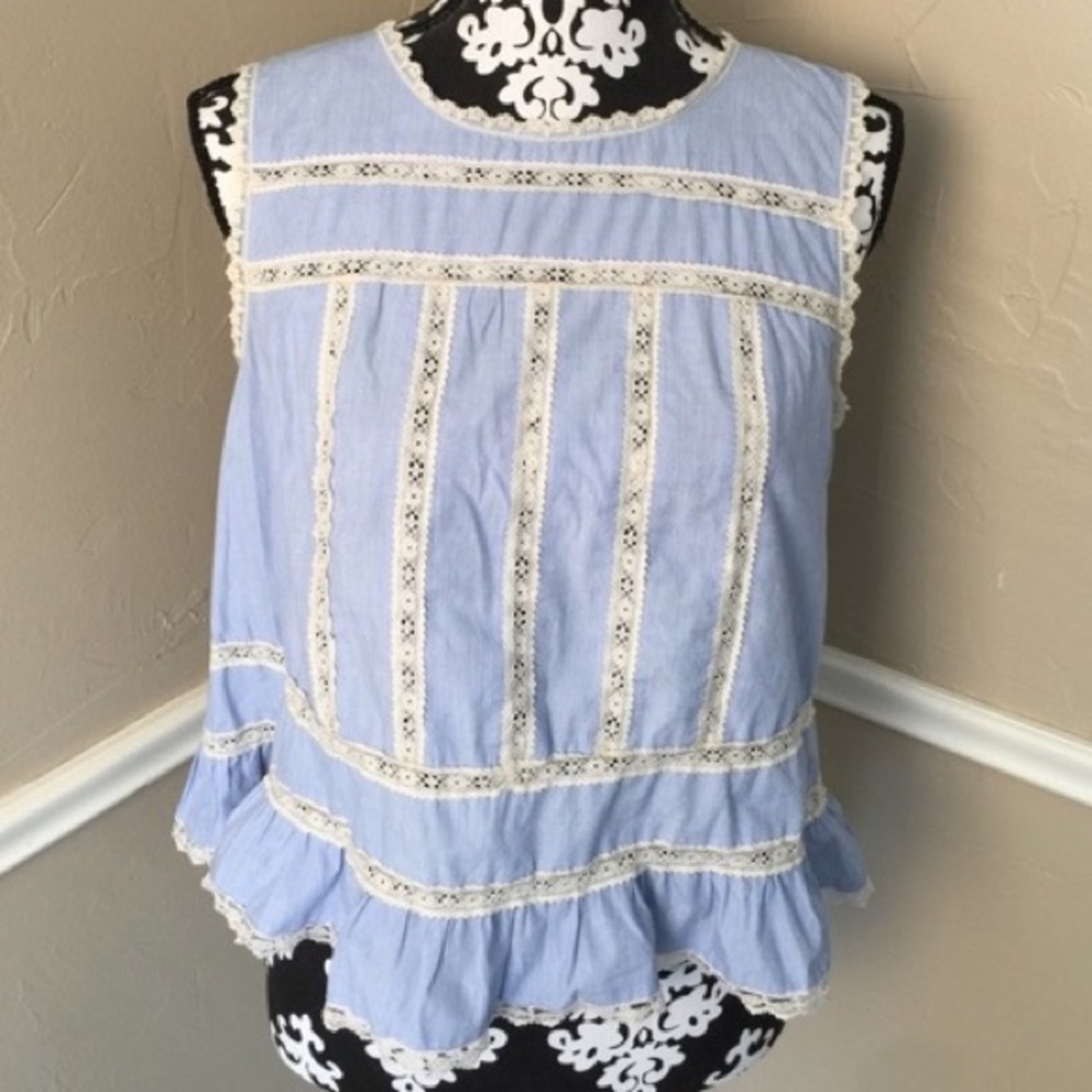 Free People Ruffle Lace Seersucker Open Back Top