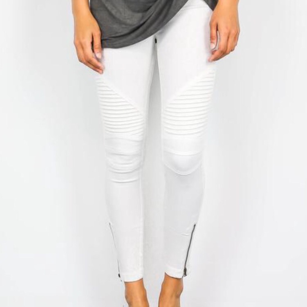 White Moto Jeggings - NEVER WORN
