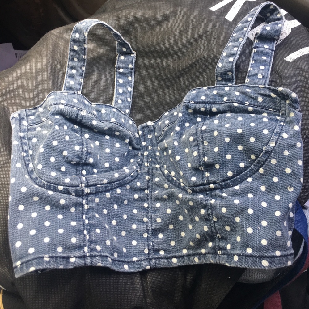 Denim polka dot bustier