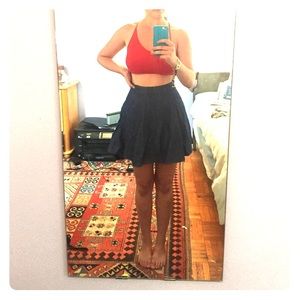 High waisted denim skirt