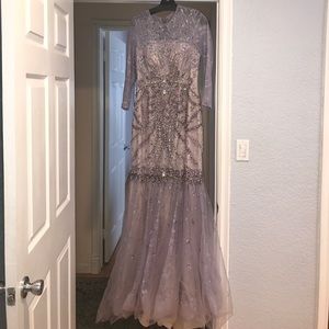Terani Couture Lilac, beaded, lace, mermaid dress
