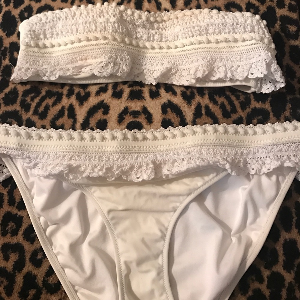 White ruffle bikini