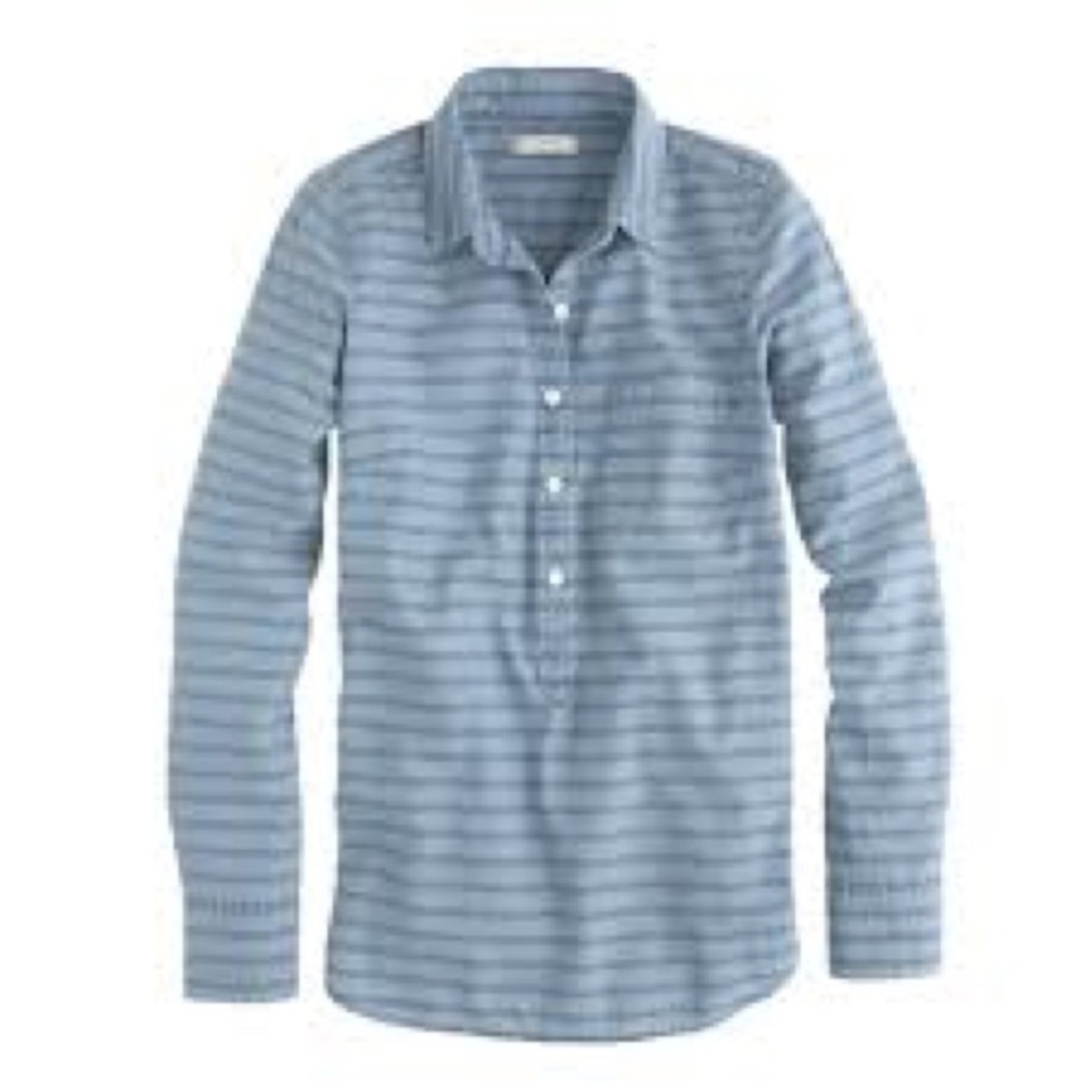 JCrew Striped Chambray Popover